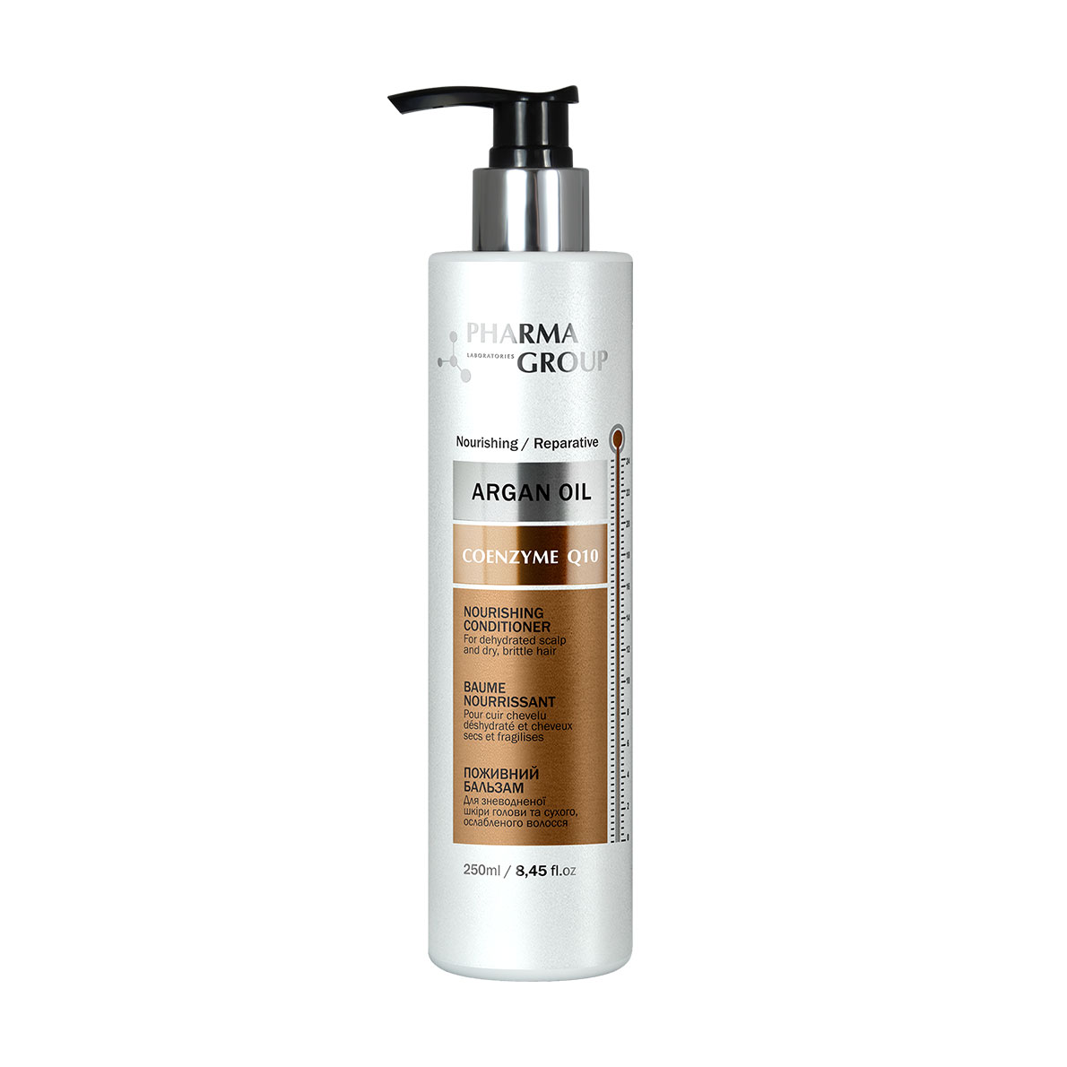 Живильний бальзам Pharma Group Argan Oil + Coenzyme Q10 Nourishing Conditioner для зневодненої шкіри голови та сухого, ослабленого волосся, 250 мл